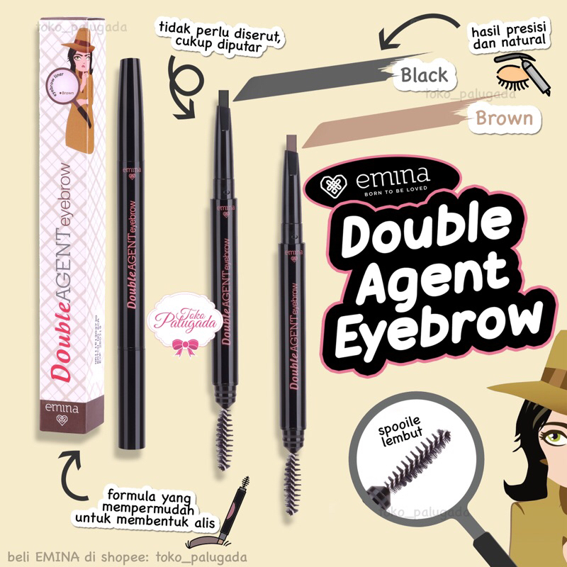 [BISA COD] Emina Double Agent Eyebrow - Pensil Alis Matic Emina - Eyebrow Pencil Emina - Emina Double Agent