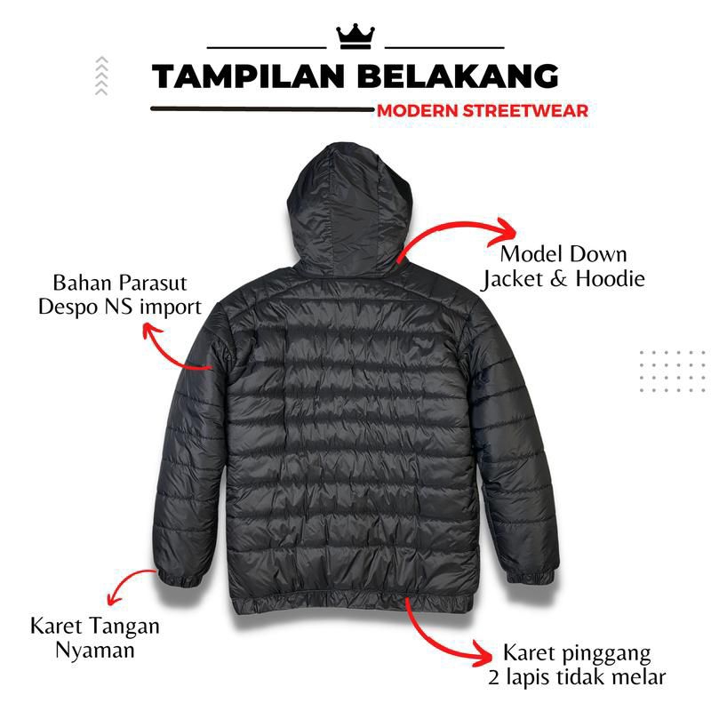 JAKET PRIA PUFFER GELEMBUNG WATERPROOF ANTI AIR ANGIN