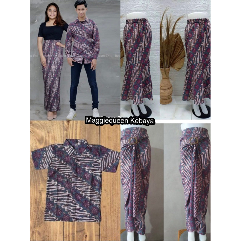 SET COUPLE BATIK KELUARGA LERENG UNGU