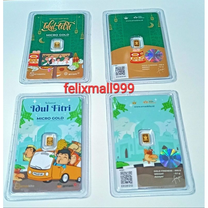 GIFT SERIES ANTAM MICROGOLD UBS THIN AMPLOP BIG PVC HRTA LEBARAN IDUL FITRI EID MUBARAK 0.05 Gr  0.1