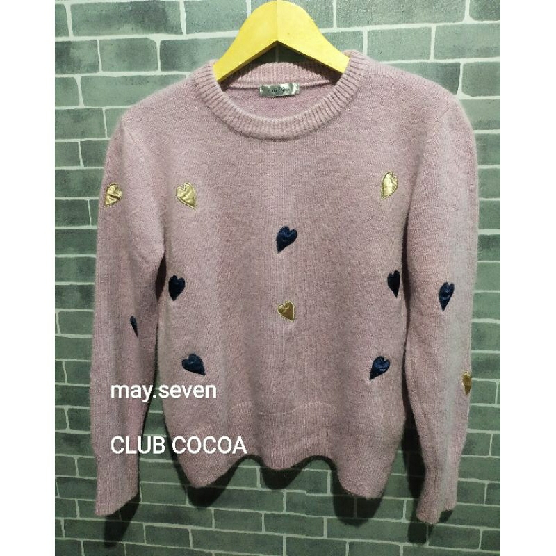 CLUB COCOA Rajut Sweater Semi Fuzzy Bordir