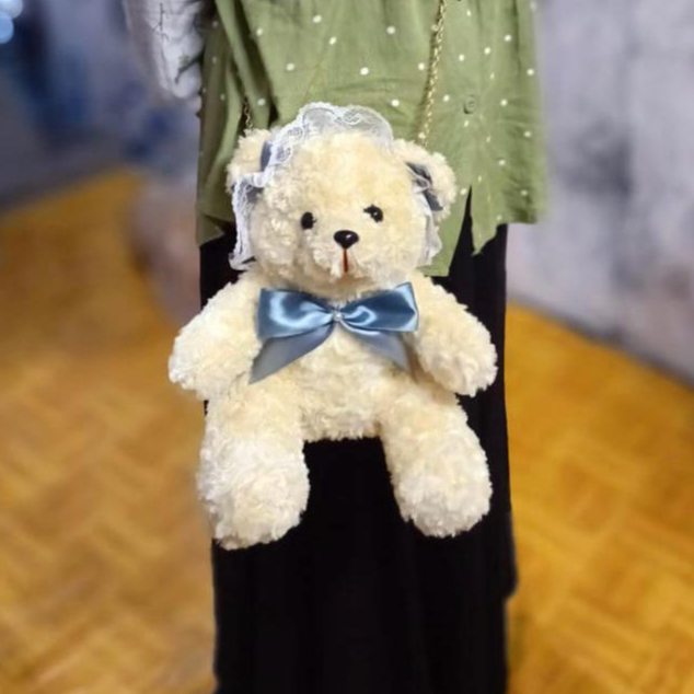 BPT tas Beruang Cimory Tas Selempang Boneka Lucu Tas bulu selempang bahu Selempang Tali Rantai Wanita Fashion 2023