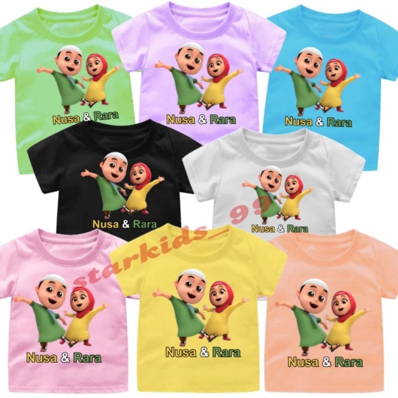 BAJU KAOS ANAK CEWEK-COWOK NUSA DAN RARA 1-12TAHUN UKURAN.S.M.L.XL.XXL.3XL/PAKAIAN ANAK ANAK