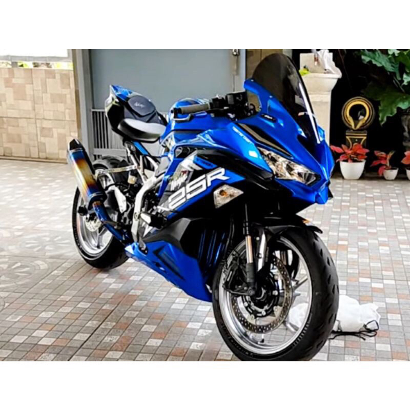 (ORIGINAL) KNALPOT VILLAN MV1 BLUE HEADER BLUE FOR ZX25R 4CYCLINDER