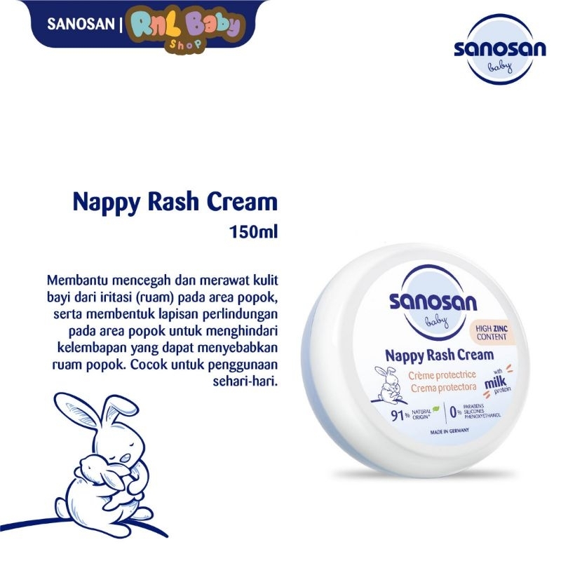 Sanosan Nappy Rash Cream 150 ml - Krim Ruam Popok Bayi