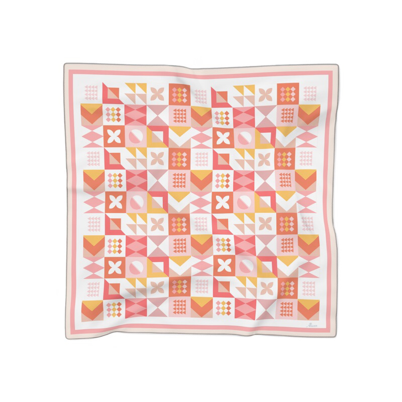 Hijab Voal Premium Pink Mosaic Pattern