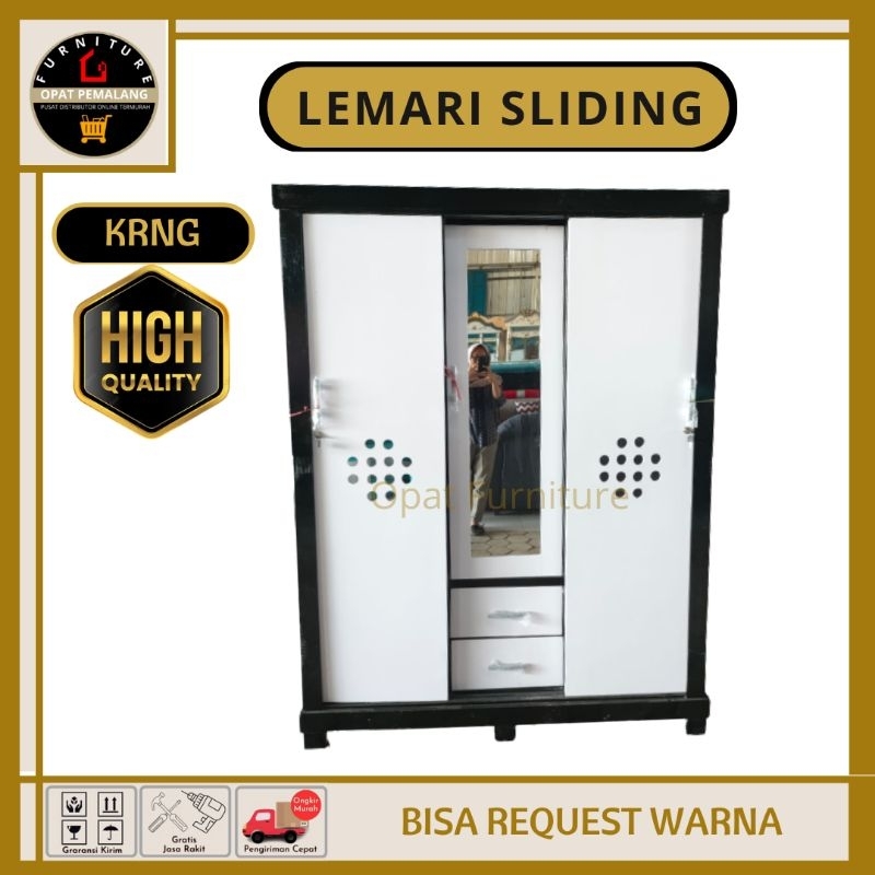 Lemari Pakaian Lemari Baju Pintu Sliding Multiplek Kayu 3 Pintu Jumbo Termurah Pemalang Taman Tegal 