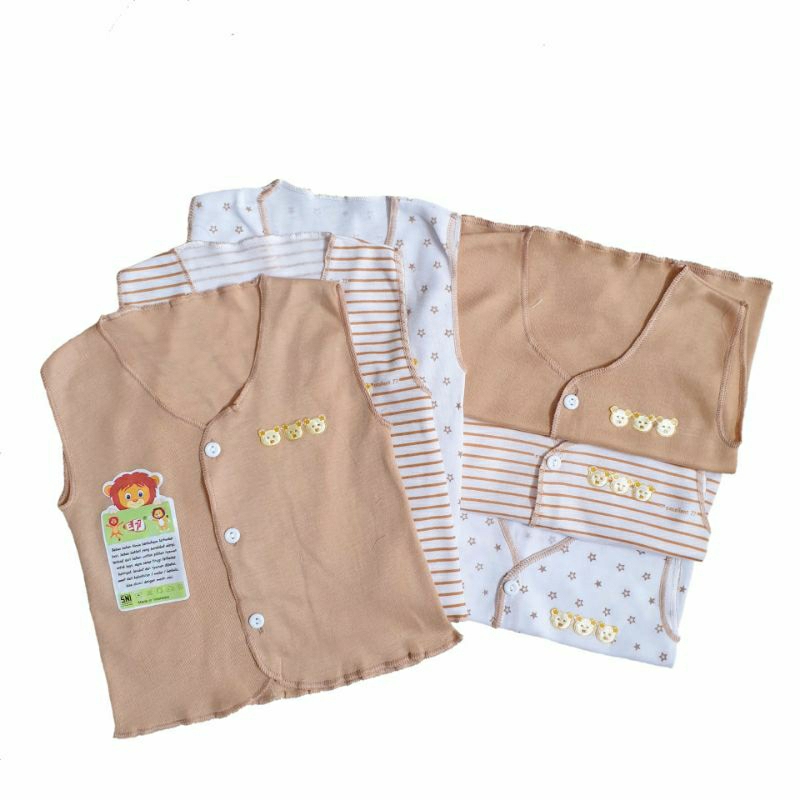 (6Pcs) Baju Bayi  E77 SNI Kemeja Kaos Bayi Newborn 0-5 Bulan Excellent77 Polos Tangan Buntung