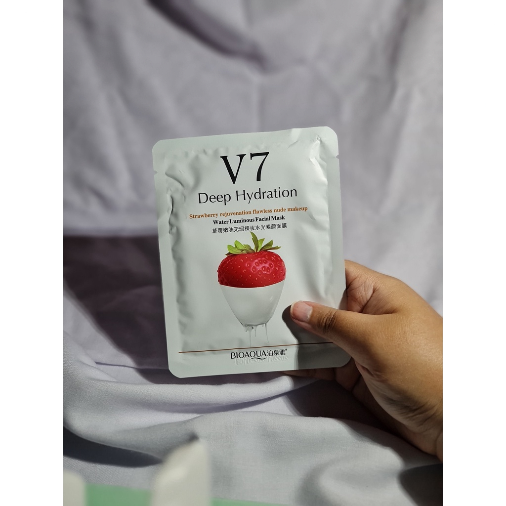 BIOAQUA V7 Deep Hydration Strawberry Masker Wajah / Masker Muka