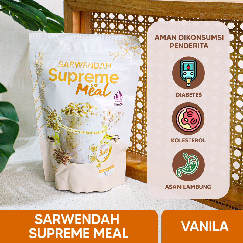 MEAL SARWENDAH SUPREME MEAL Pengganti Makanan / Minuman Serbuk Rasa Vanila / Cokelat dengan Meal Replacement