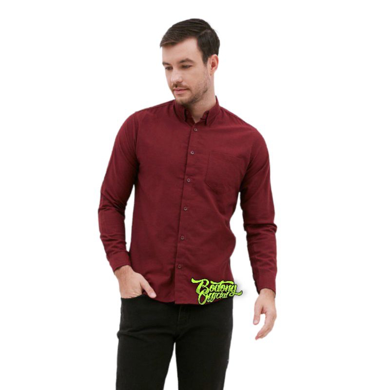 Kemeja pria slimfit Polos Jumbo | Kemeja pria lengan panjang Jumbo