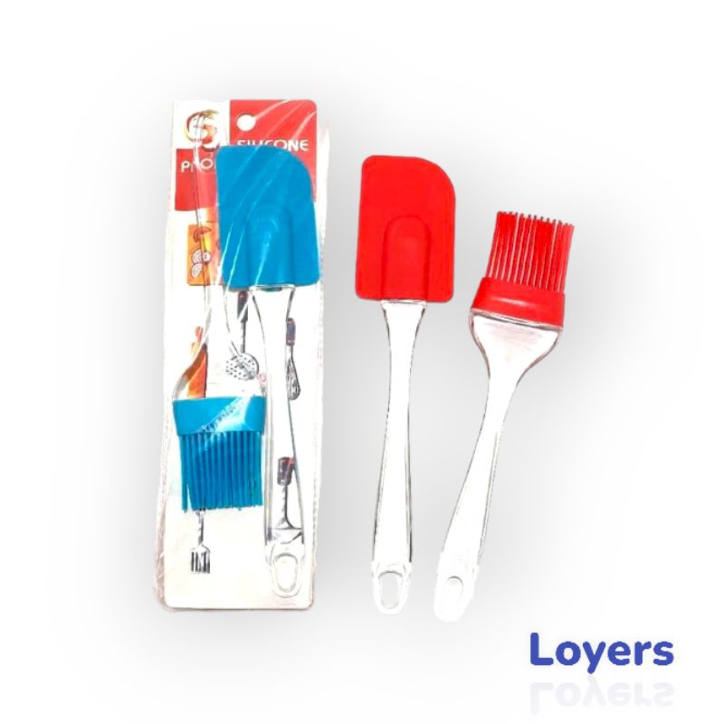 Spatula Kuas Silikon 1 Set / SPATULA SILICON SET SCRAPER KUAS KUE