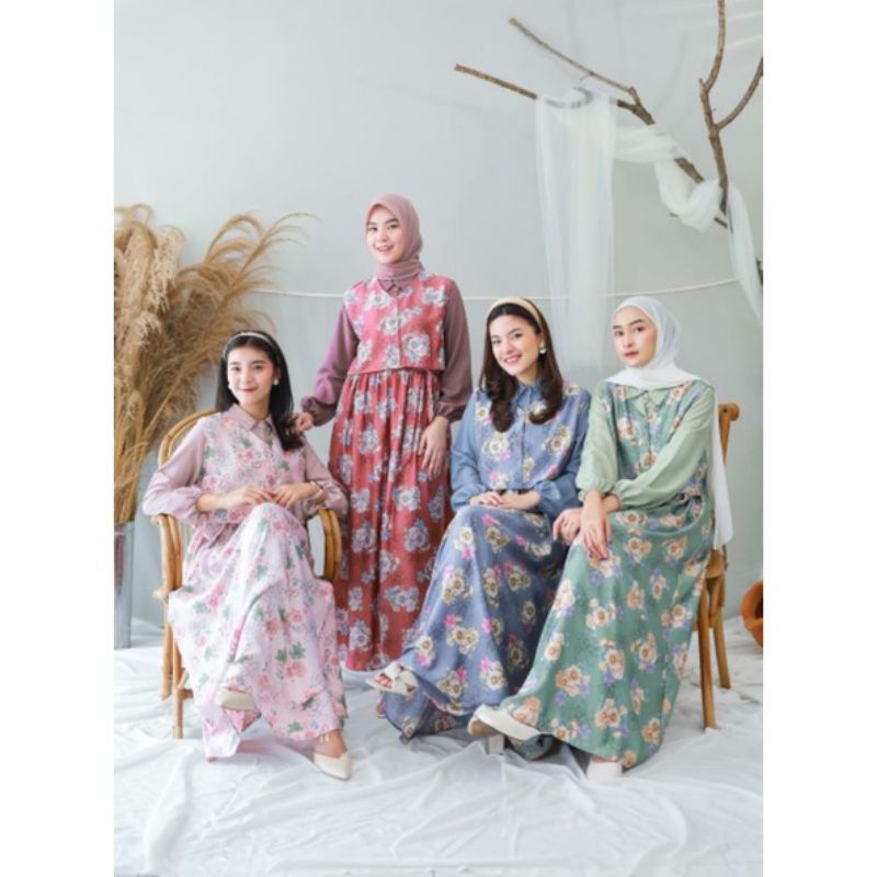 ADYARA MAXI Trend pakaian terbaru long dress muslim pesta kondangan baju gamis klok A line cantik oo