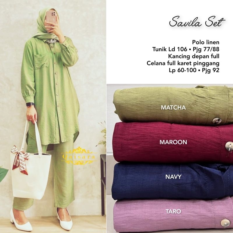 Setelan Wanita Terbaru Savila Set Polo Linen By Qaisara