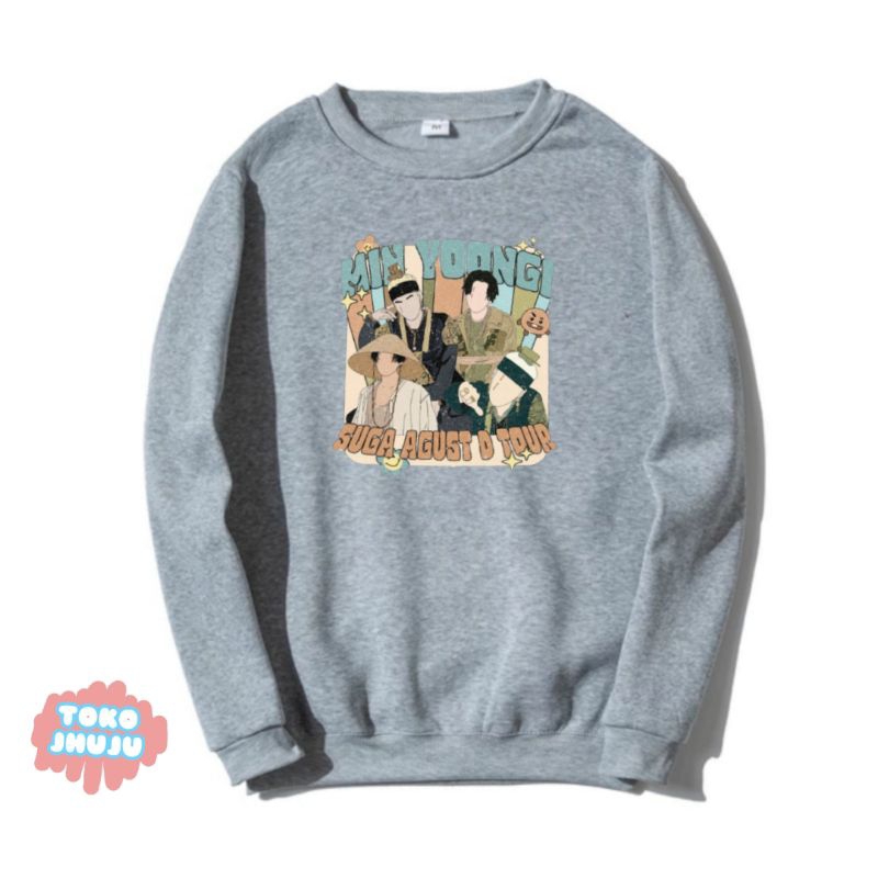 Sweater Min Yoongi Suga Agus D Tour Ilustrasi Kartun