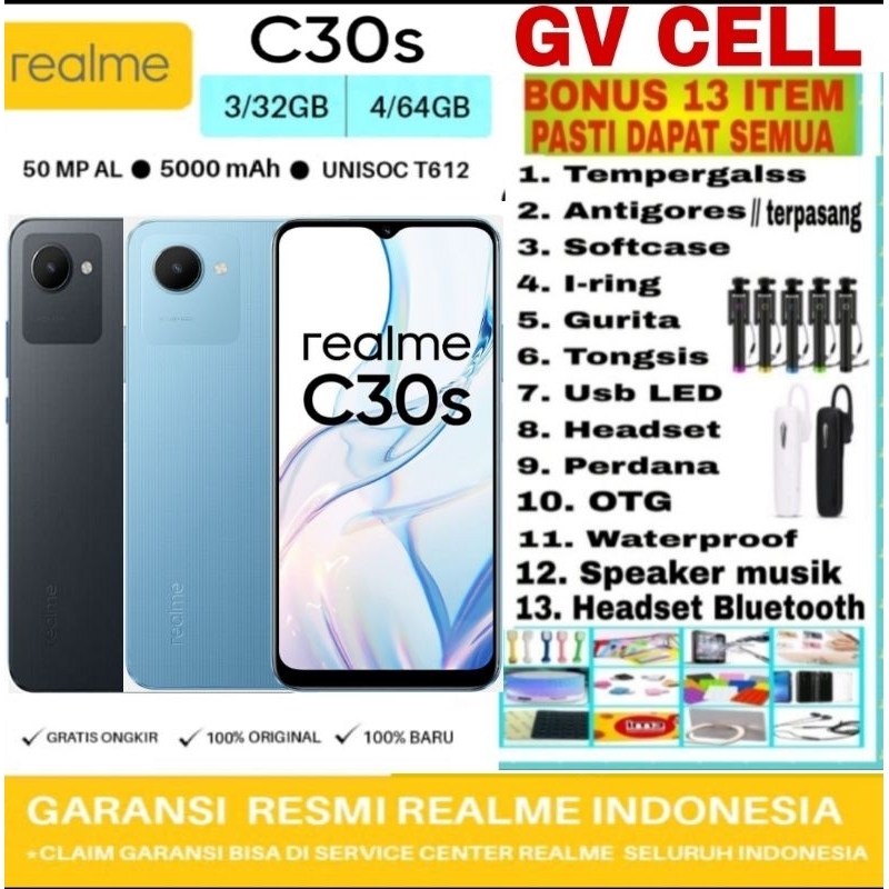 REALME C30S 4/64GB   RAM 4GB ROM 64GB & 3/32 GB  GARANSI RESMI REALME