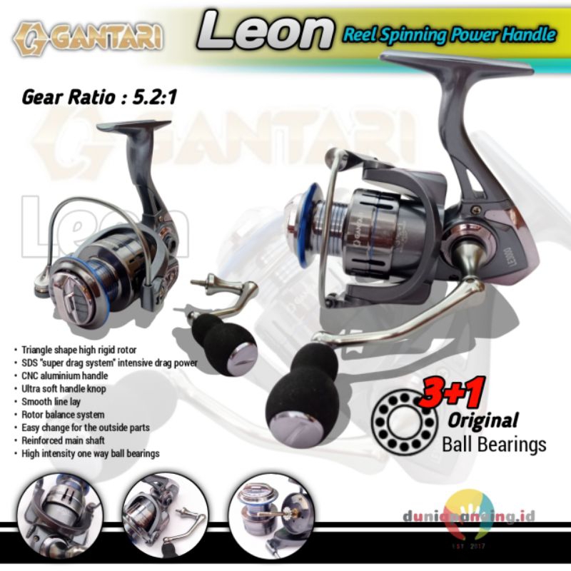 Reel gantari leon 1000 2000 3000 4000 6000 power handle spinning reel