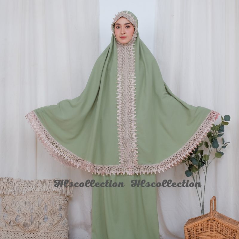 Mukena Dewasa Katun Polos Renda Premium Alfarizi