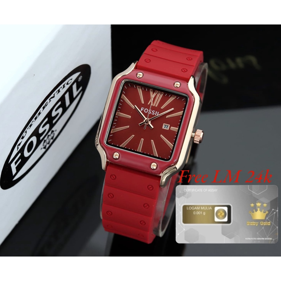 BISA COD✅Jam Tangan Wanita FS8713 Strap Karet Tanggal Aktif Free LM 24k