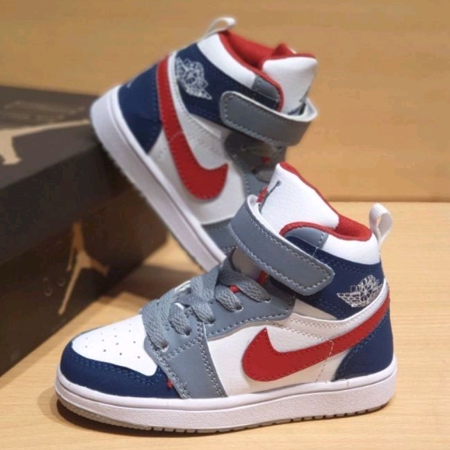 sepatu sneakers anak kids baby nike air jordan 1 high biru navy merah cewek cowok 26-35
