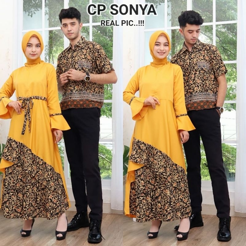 GAMIS PASANGAN SONYA KOMBINASI BATIK /GAMIS PLUS KEMEJA 1 SET /COUPLE GAMIS