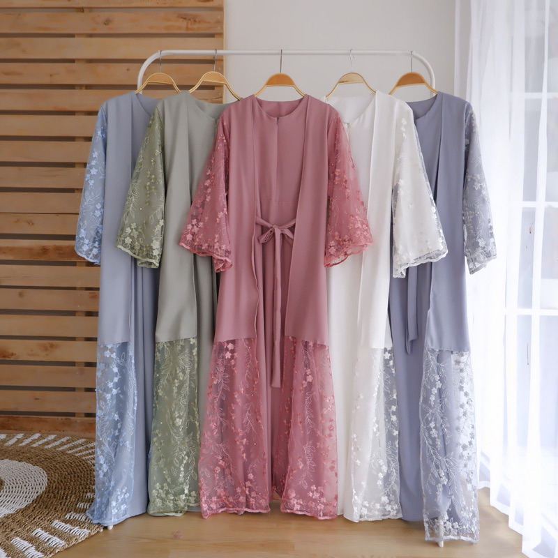 Almasah Longdress || Dress kombinasi tulle brokat