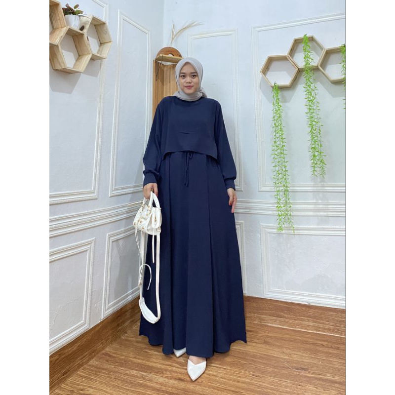 Gamis Crinkle Airflow Import Premium // Dress Muslim Remaja Bahan Crinkle Terbaru // Baju Gamis Leba