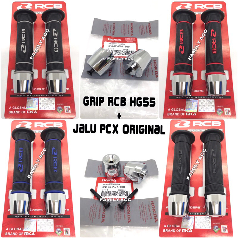 HANDGRIP GRIP RCB RACING BOY ORIGINAL HG55 + JALU STANG PCX ORI 53102-K97-T00 MOTOR UNIVERSAL PCX ADV AEROX VARIO SCOOPY XMAX DLL