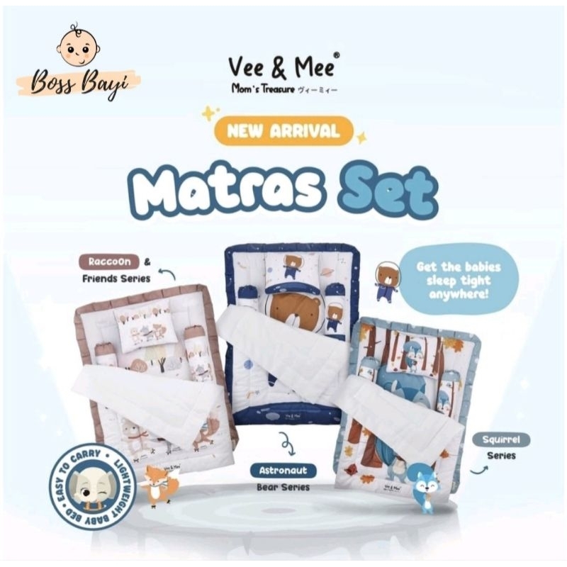 VEE &amp; MEE - Matras Set Bayi / Baby Bedding Set (Matras+Selimut+Bantal+Guling Penyangga)