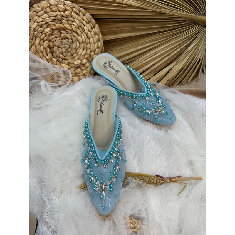 sepatu wanita amirra babyblue 3cm kaca