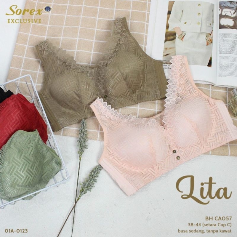 Sorex exclusive bra CA 057 BH renda premium tanpa kawat,busa Lita 38-44 cup C