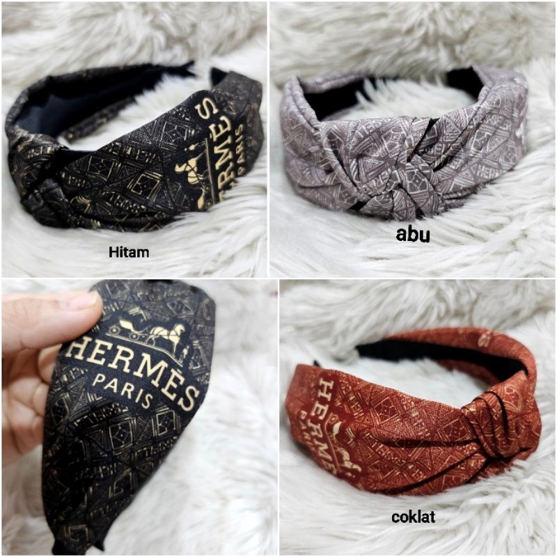 Bando Korea Brandede Band cream Coklat hitam abu Premium Quality Bahan Bagus Bandana import Branded Band B-02