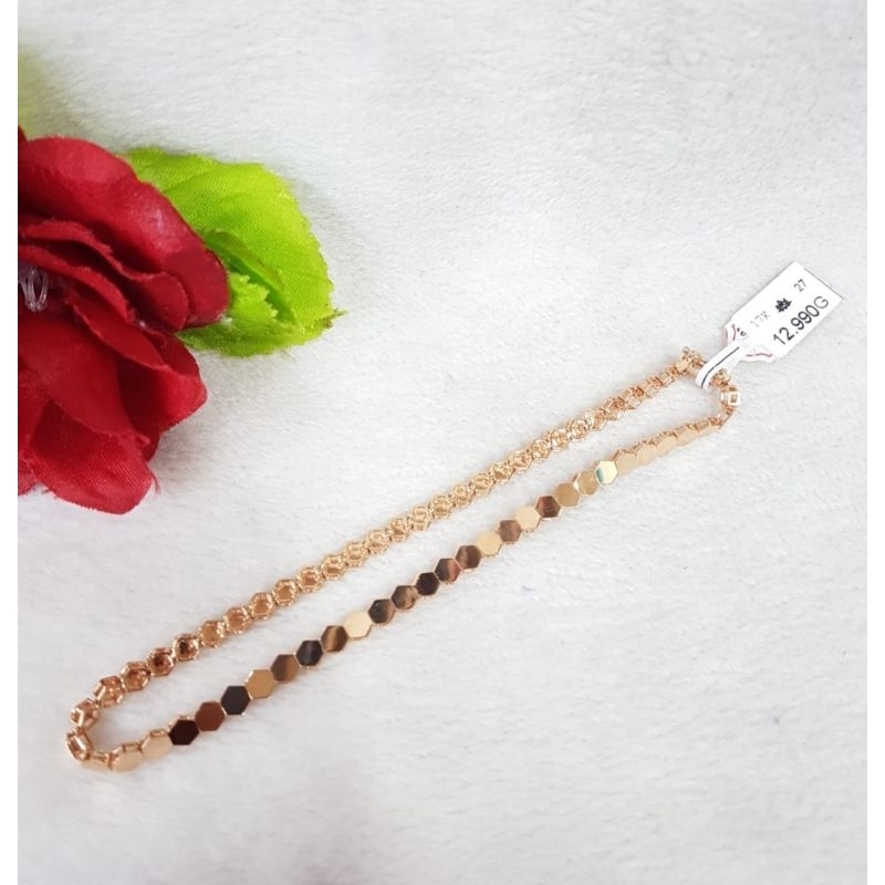 Gelang rantai emas 75 segienam