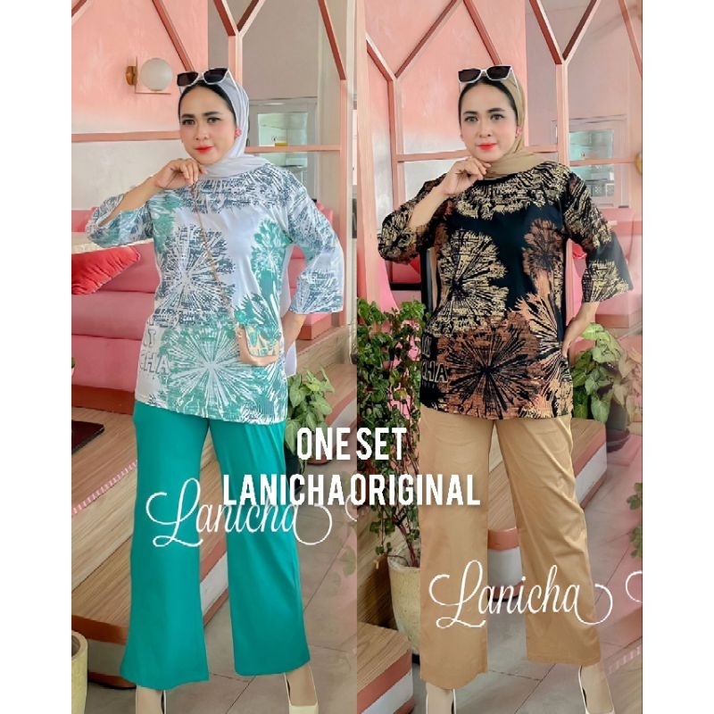 VRN ID - ONE SET KAOS OVERSIZE LANICHA TERBARU/SETELAN CELANA LANICHA/SET KAOS LANICHA/SET LANICHA P