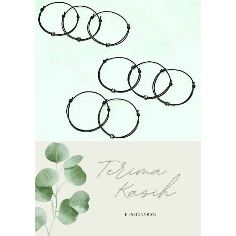 Gelang inisial huruf A-P |gelang hitam tali kecil|gelang huruf kecil| Gelang Dadu|Custom inisial bra