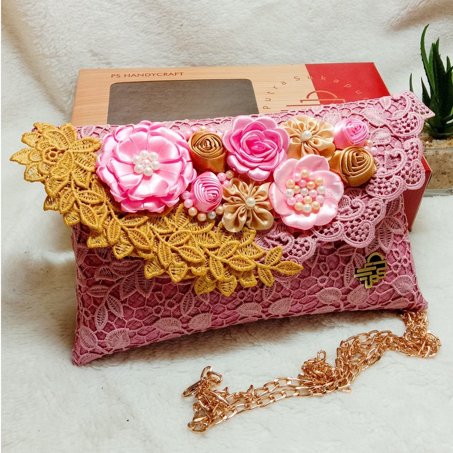 Putra Sukapura Handycraft Clutch Wanita Tas Pesta Kondangan Full Brokat