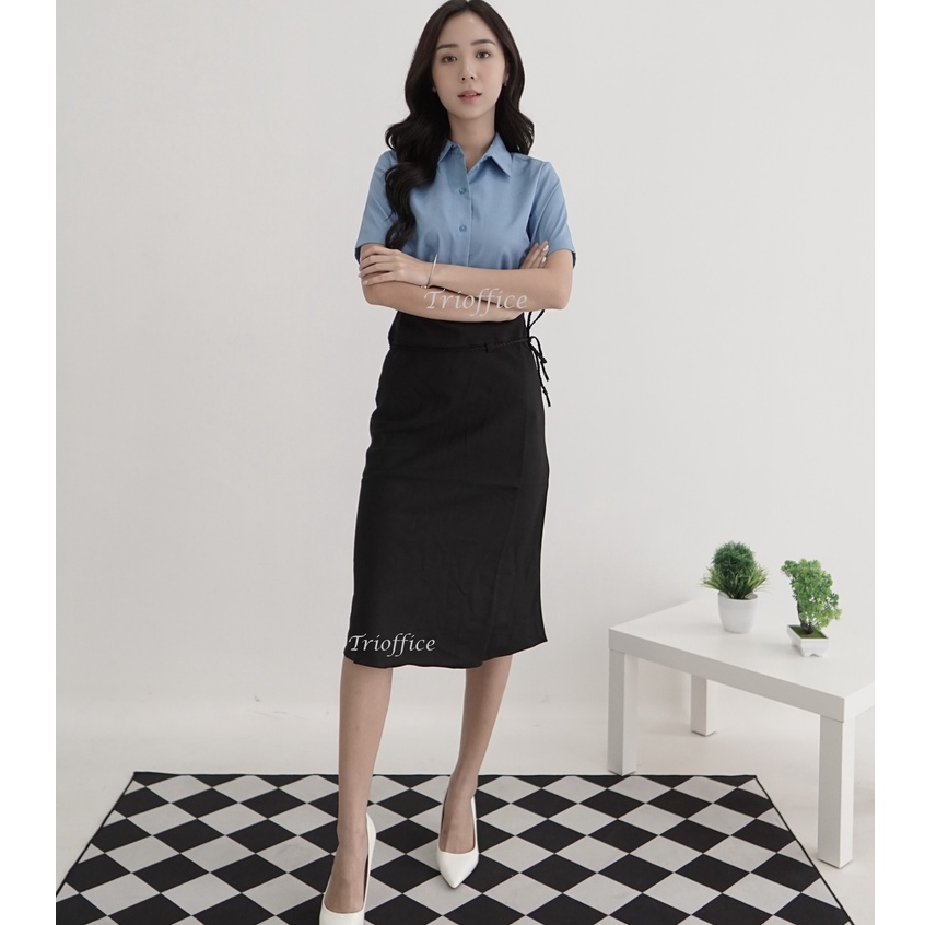 Rok Model Aline Duyung Hitam Kerja Polos Midi 7/8