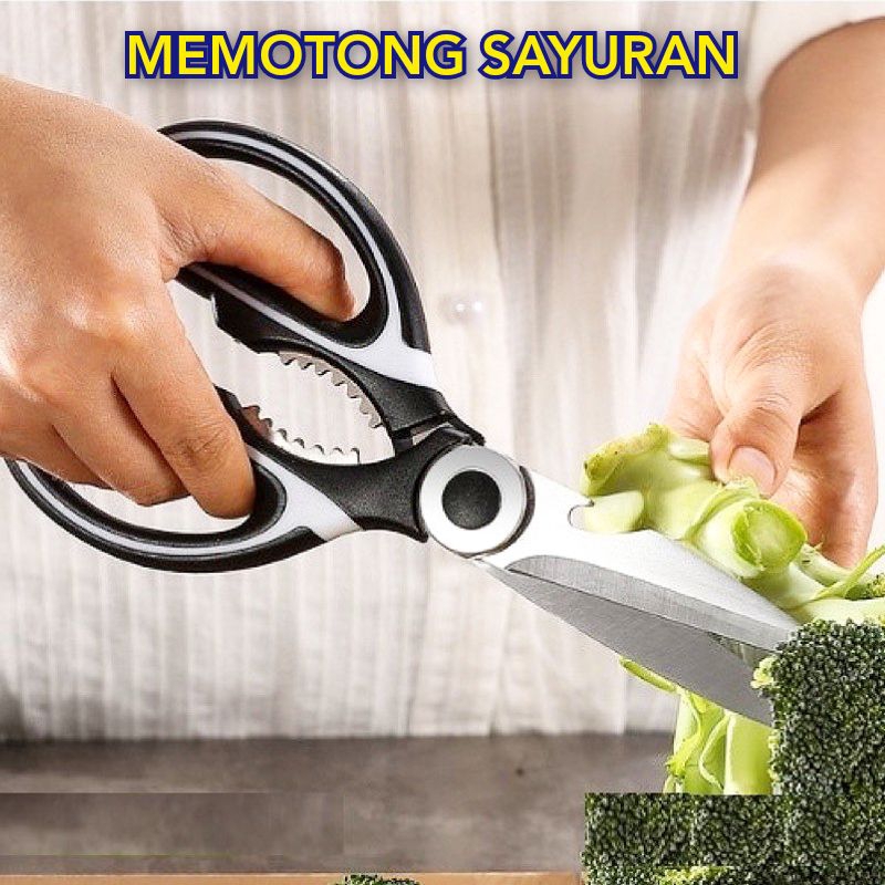 Gunting Dapur Serbaguna ORIGINAL Termurah / Gunting Pembersih Sisik Ikan Pemotong Daging Ayam Pembuka Cangkang Kerang Stainless Steel