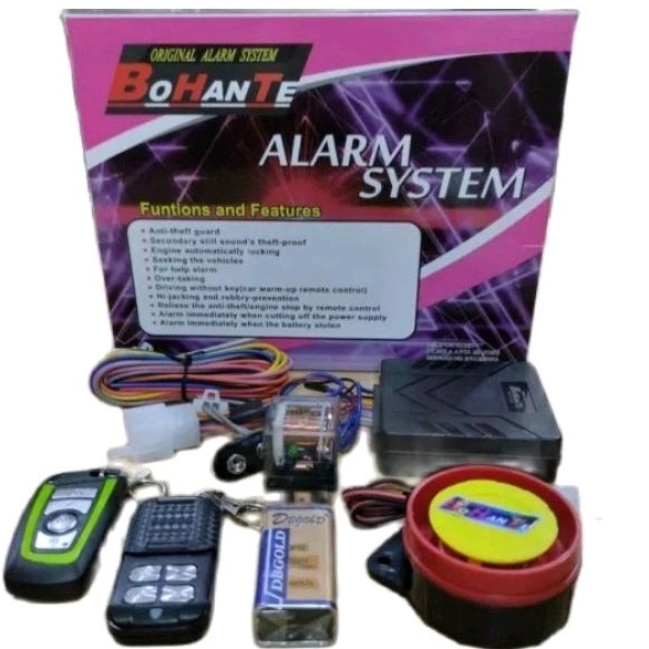 Alarm motor BOHANTE PINK komplit Alarm starter remote motor anti maling anti begal injeksi motor
