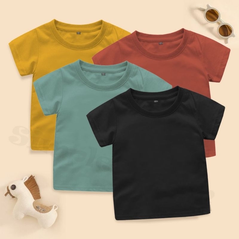 BAJU ANAK KAOS POLOS LAKI DAN PEREMPUAN USIA 1-8 TAHUN BANYAK WARNA