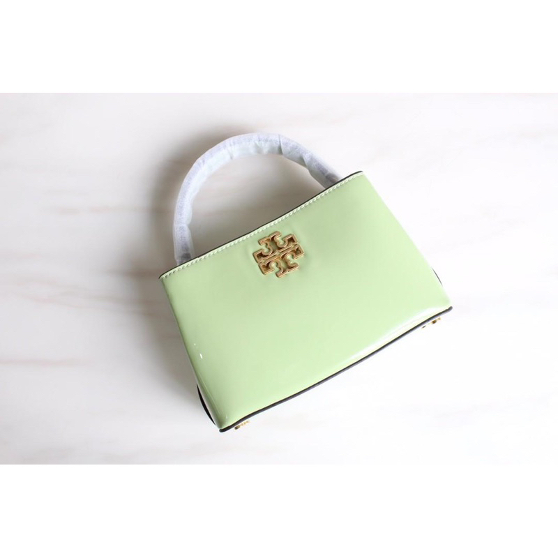 Tory Burch Britten Patent Micro Satchel Green