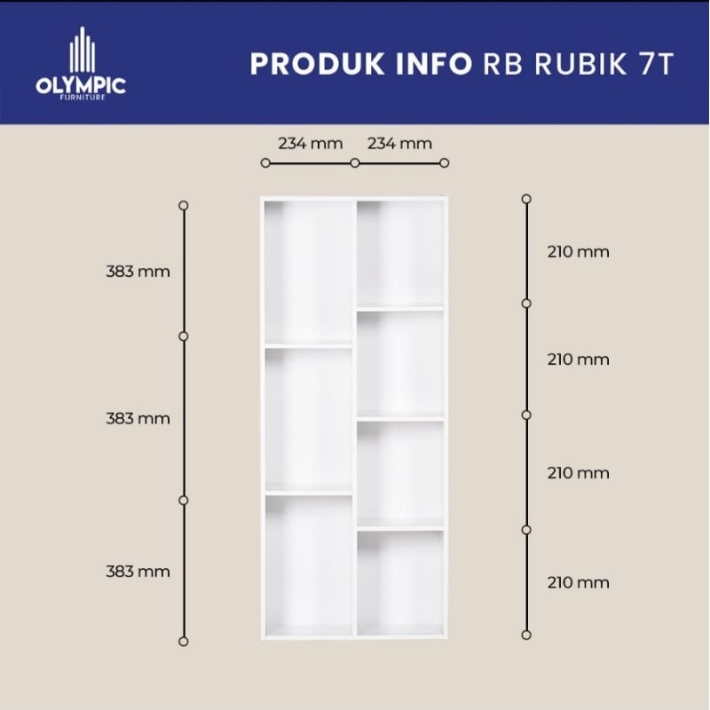 Rak Serbaguna 7 Susun Olympic Original / NK Rubik 7 T / Rak Mainan / Lemari Buku