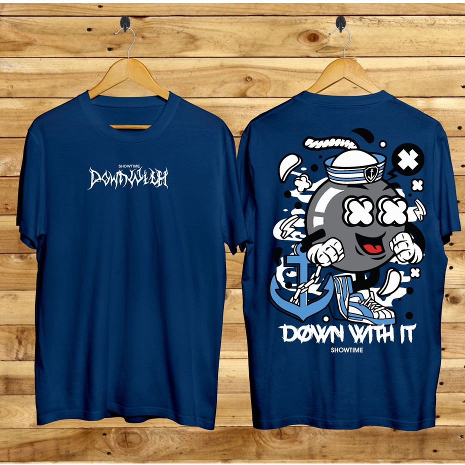 Baju Kaos Distro Tshirt Pria Wanita Boneka Keren Lengan Pendek Down With It Terbaru Cewek Cowok Motif Sablon Bergambar Samurai Dragon Cod Couple Unisex