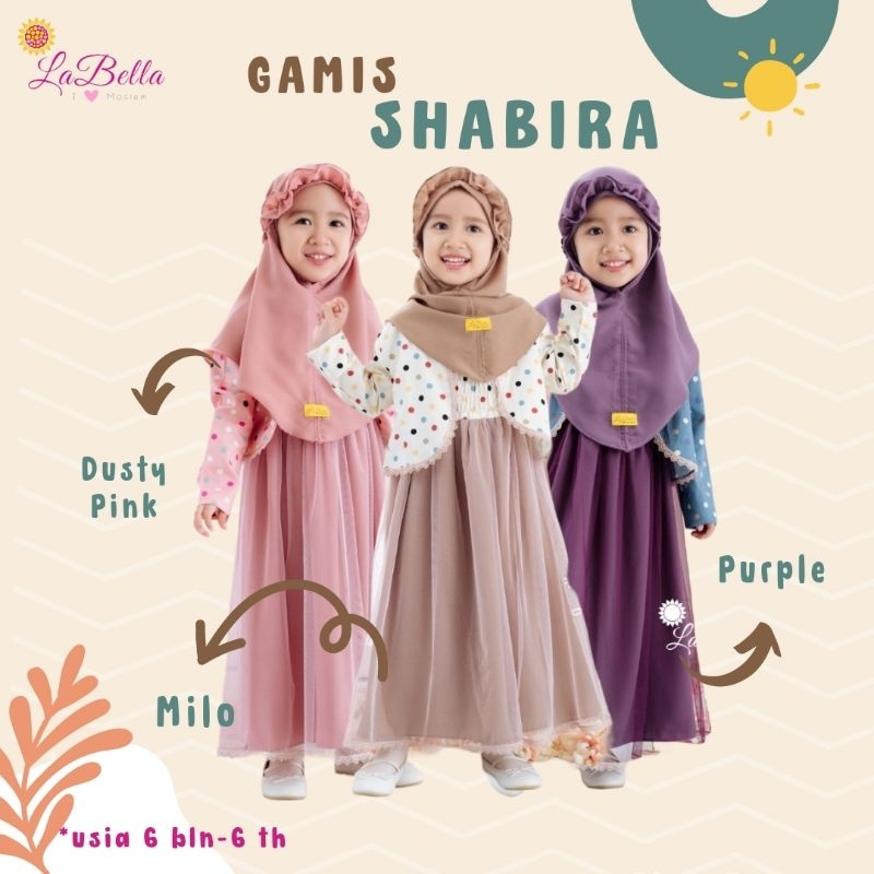 LABELLA Gamis Bayi dan Anak SHABIRA Dusty Pink,Milo,Purple