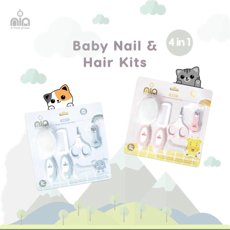 Nia 4in1 Nail &amp; Hair Kits - Set Sisir dan Gunting kuku Bayi