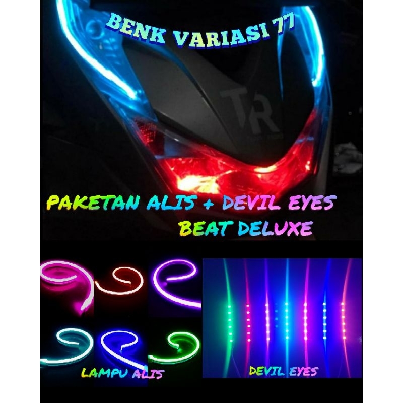 [ PAKETAN ] LAMPU ALIS + DEVIL EYES MOTOR BEAT DELUXE/2020 FLEKSIBEL NO BINTIK