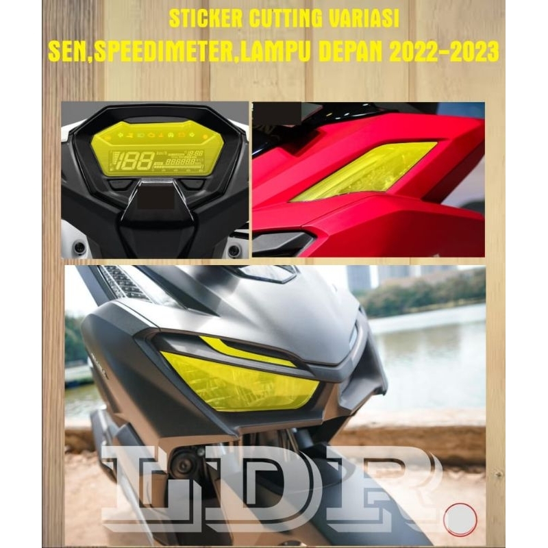 stiker variasi pelindung spidometer,sen dan lampu depan motor vario new 160