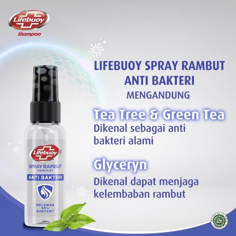 Lifebuoy Hair Mist 60ml Rambut 99% Anti Bakteri Tanpa Bilas 60 ML