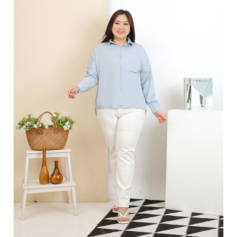 Kanza Oversize Basic Shirt ( Premium Twill rayon ) Kemeja Polos Oversize Premium adem lembut office kuliah