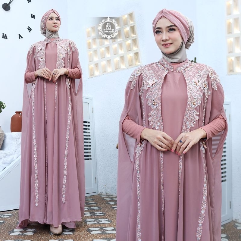 Kaftan Zahra Free Gamis Manset dan Turban Original Butik